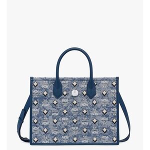 MCM  Medium Munchen Tote in Denim Visetos